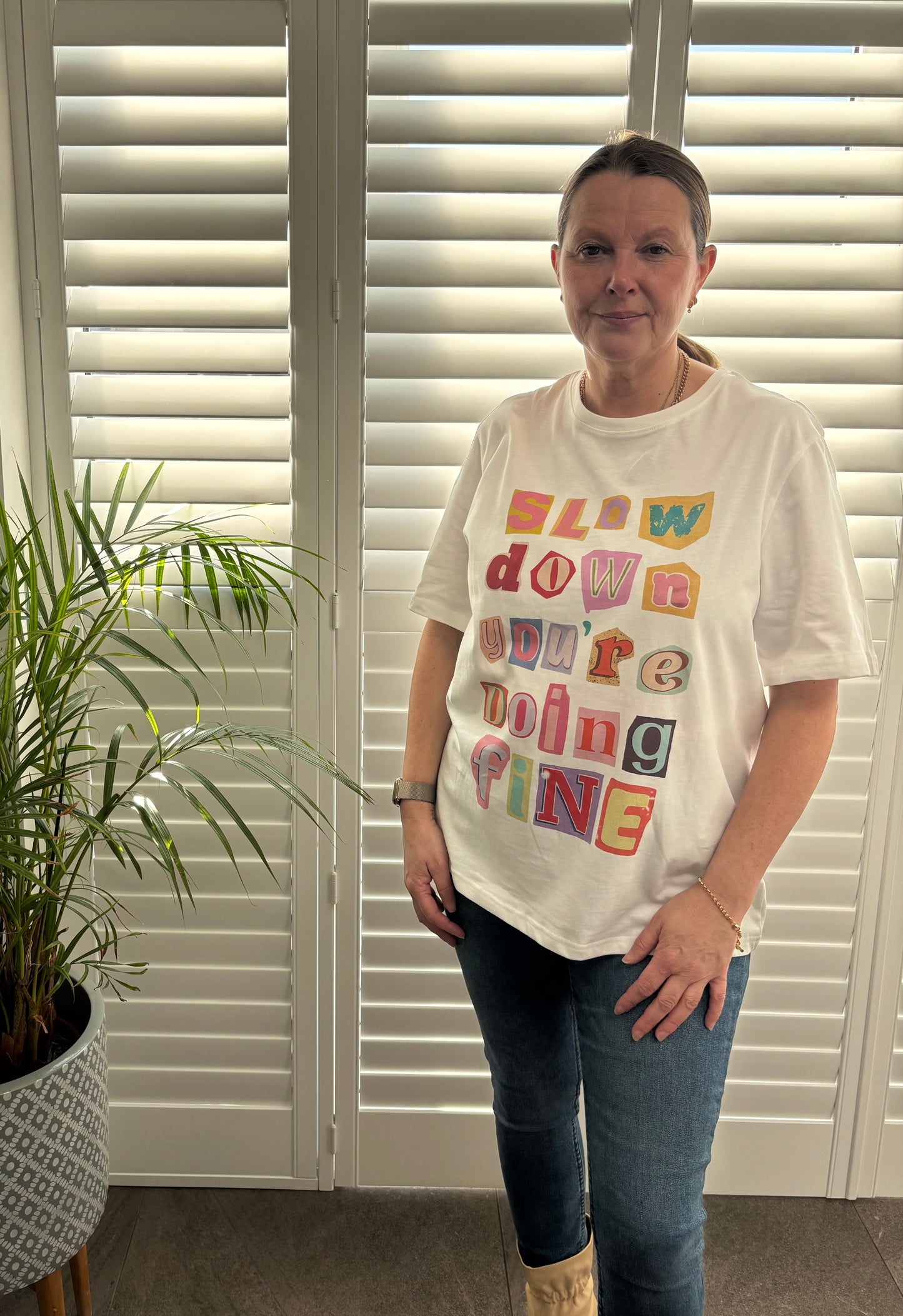 White “Slow Down” Tshirt