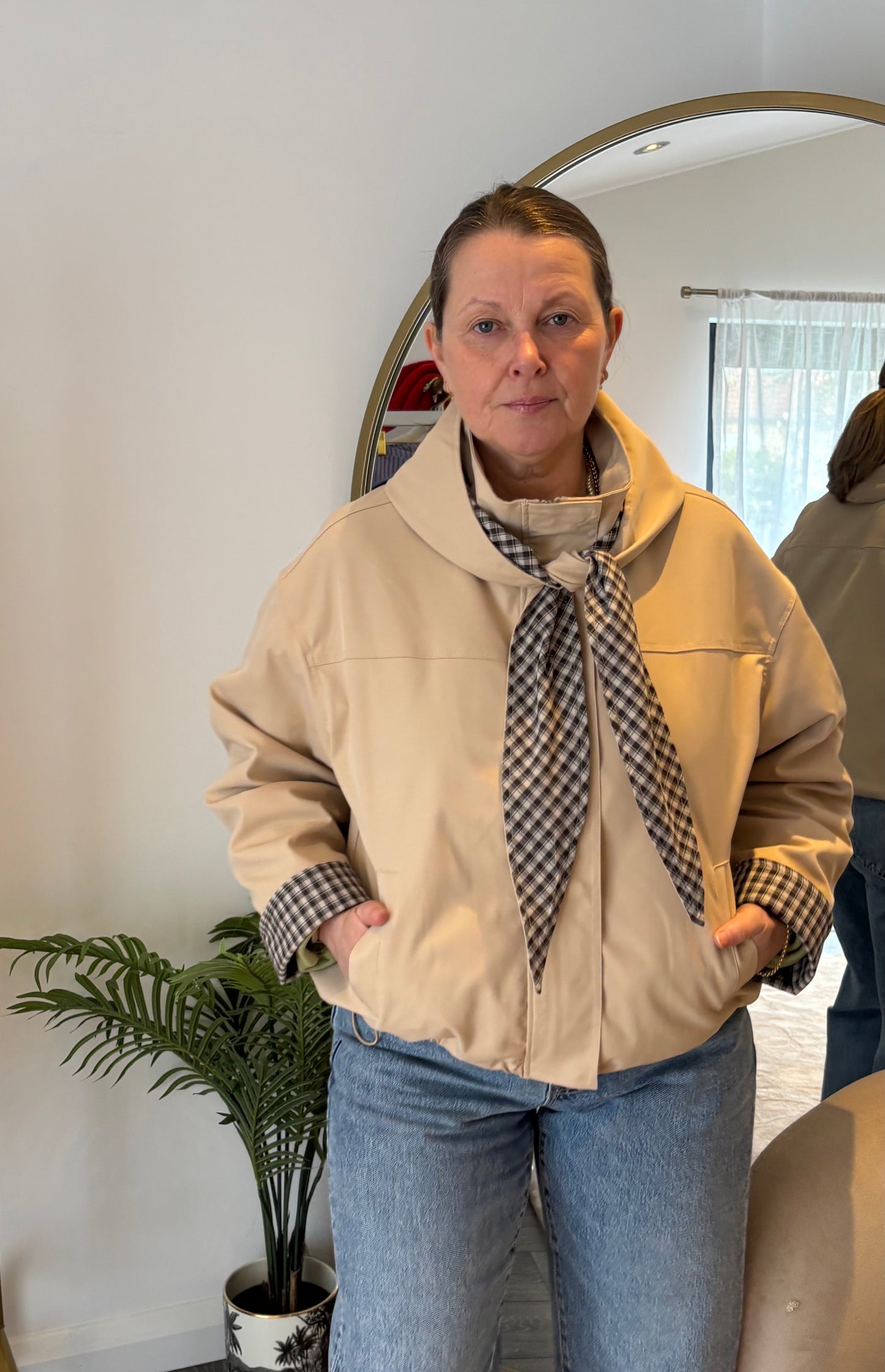 Beige “Carly” Hooded Jacket