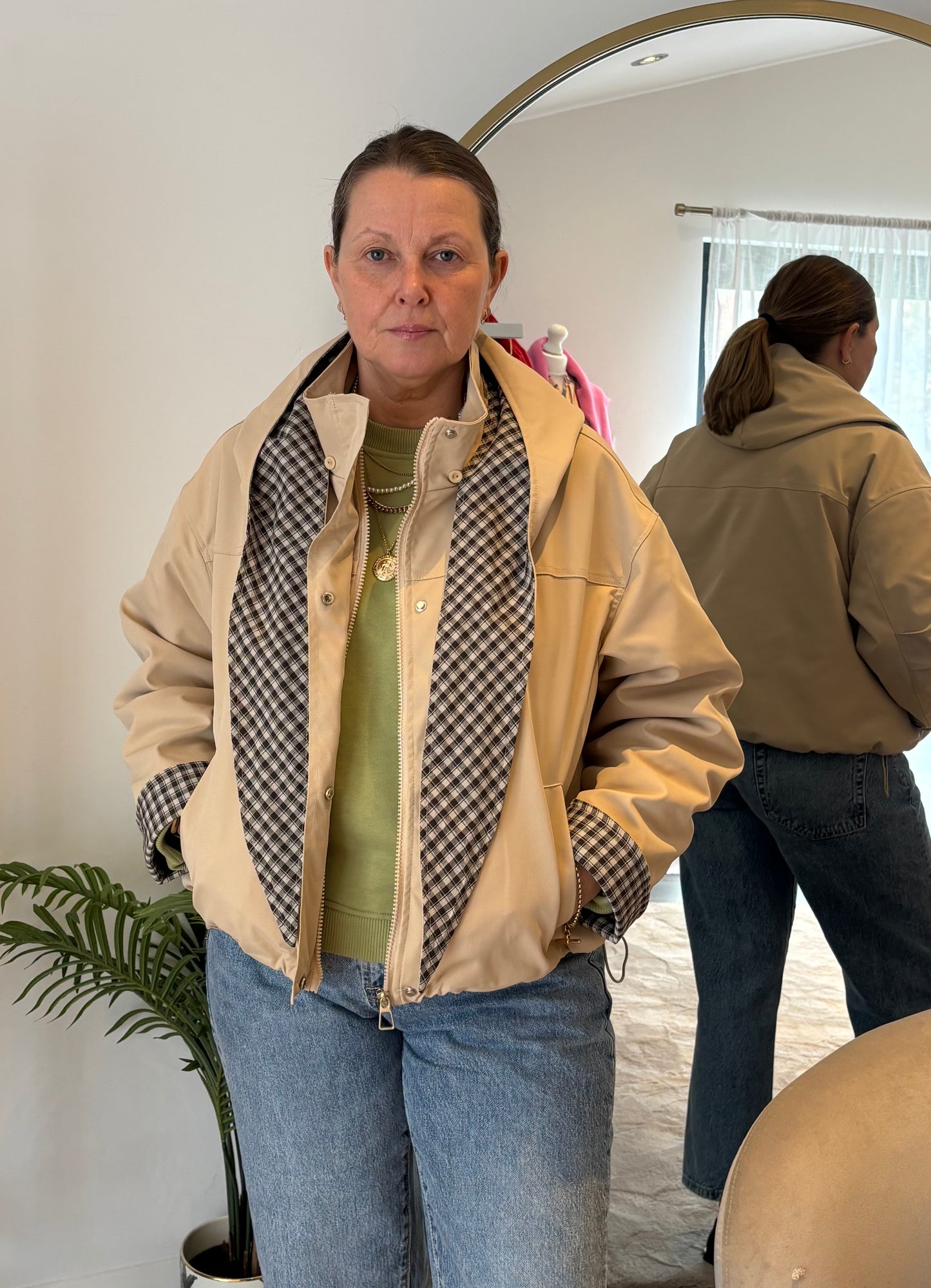 Beige “Carly” Hooded Jacket