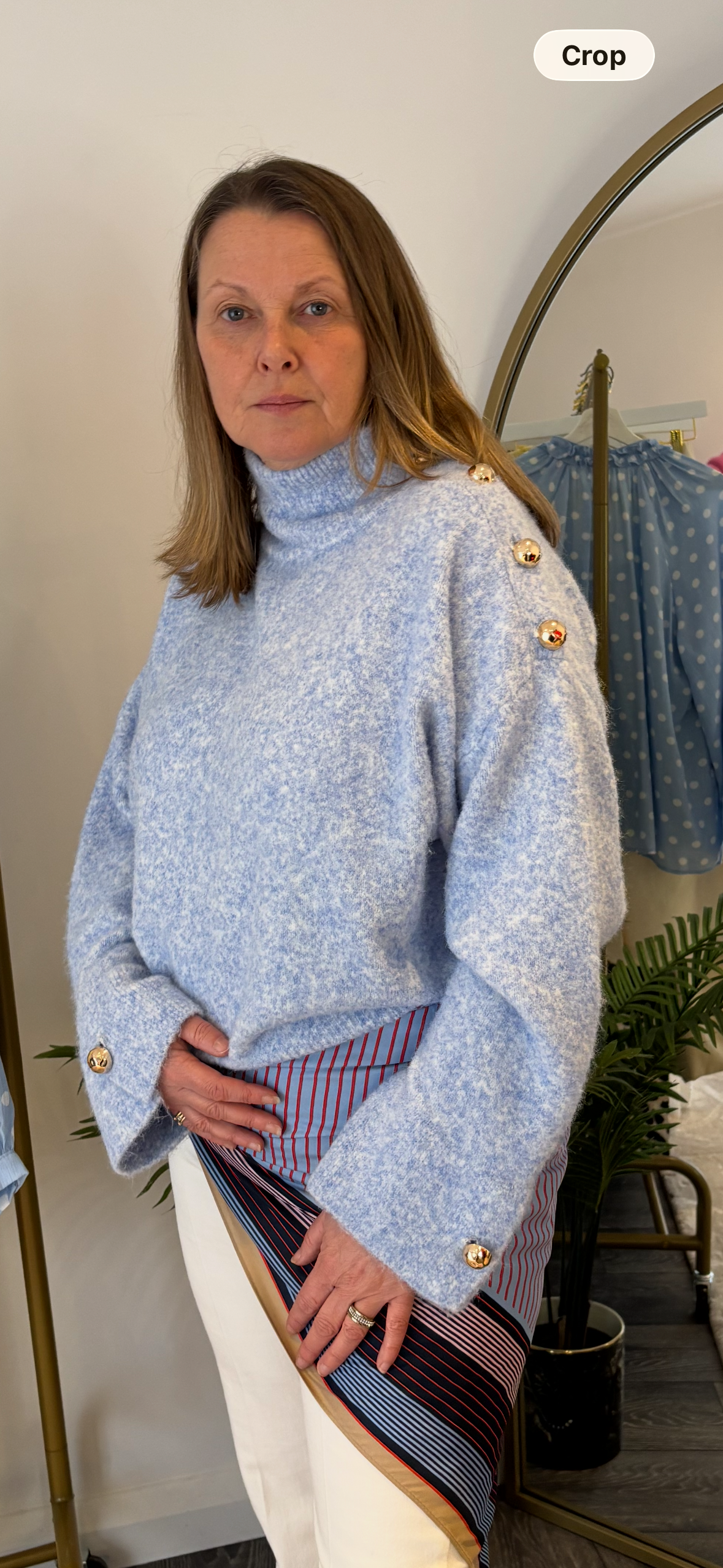 Blue “Tanya” Funnel Neck Jumper