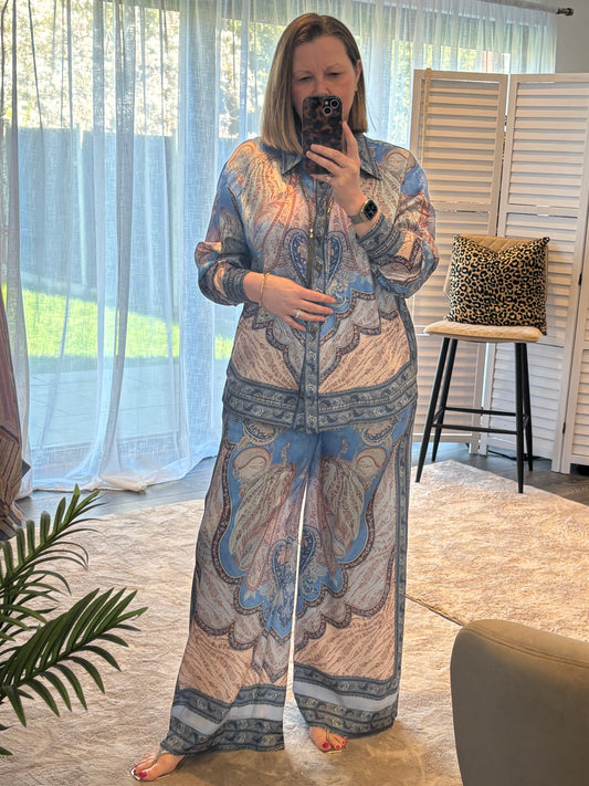 Blue “Gloria” Paisley Print Coord