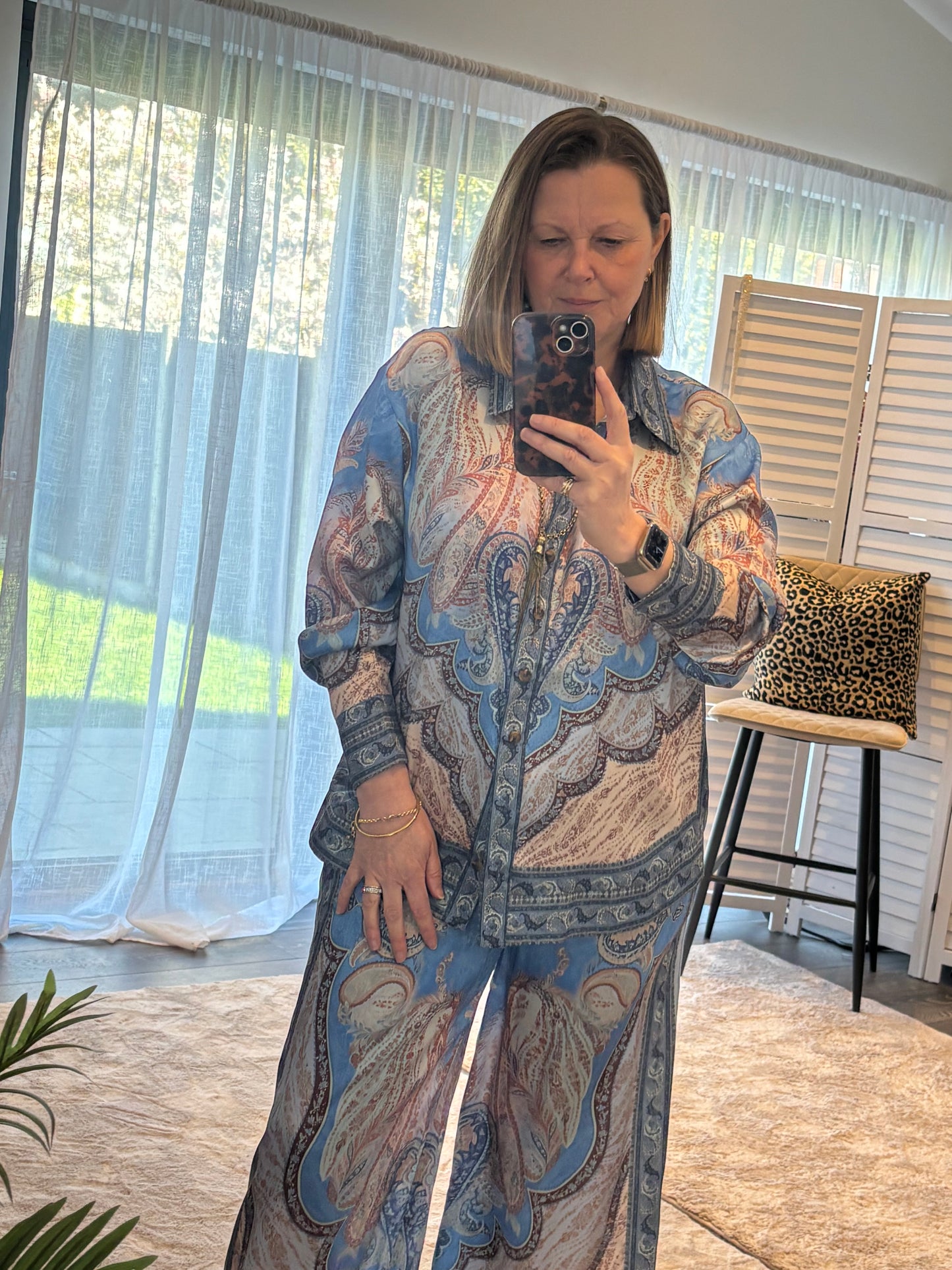 Blue “Gloria” Paisley Print Coord