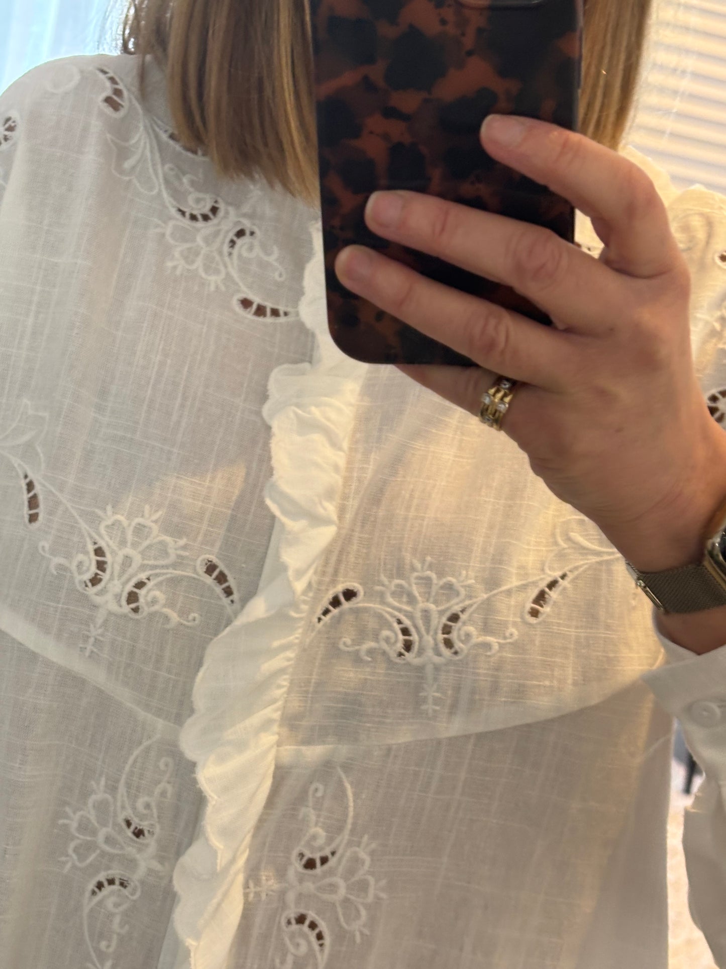 White “Tory” Broderie & Cutwork Blouse