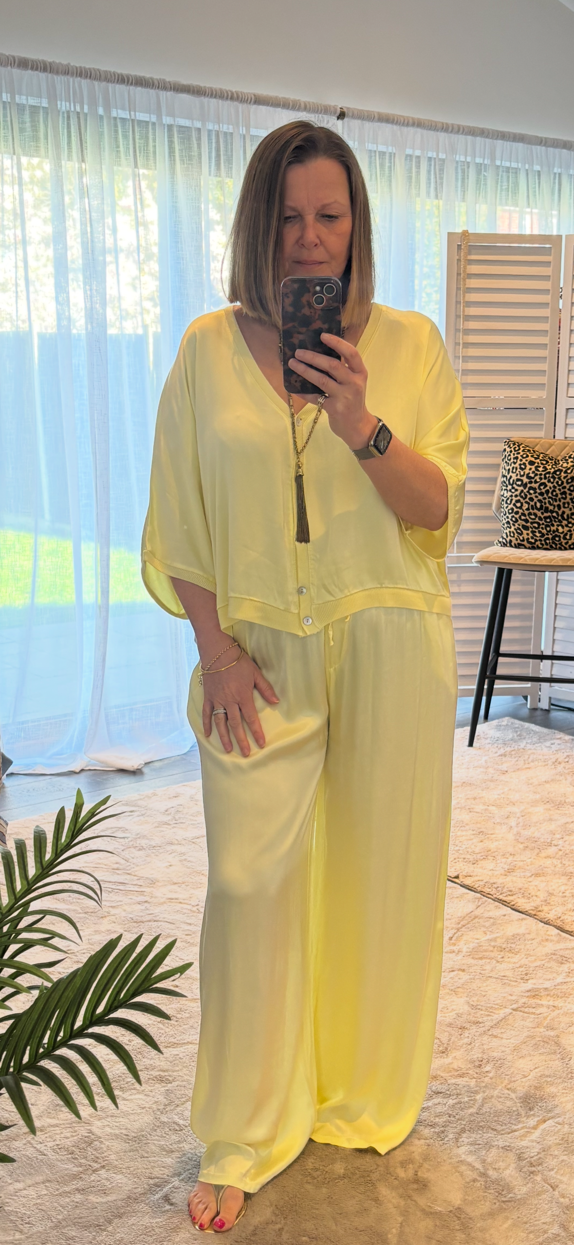 Yellow Satin Jacket & Trouser Coord