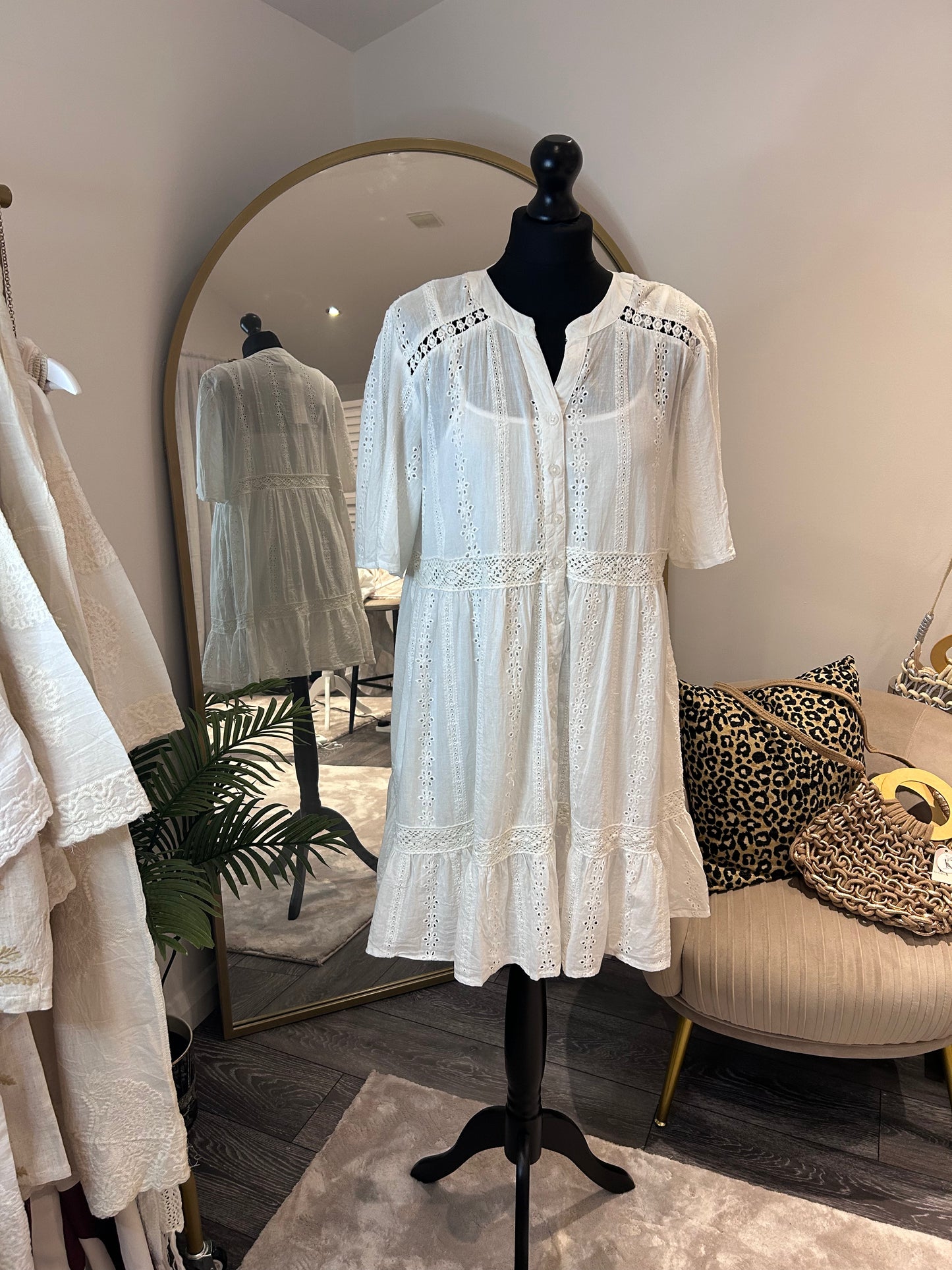White “Sara” Tea Dress
