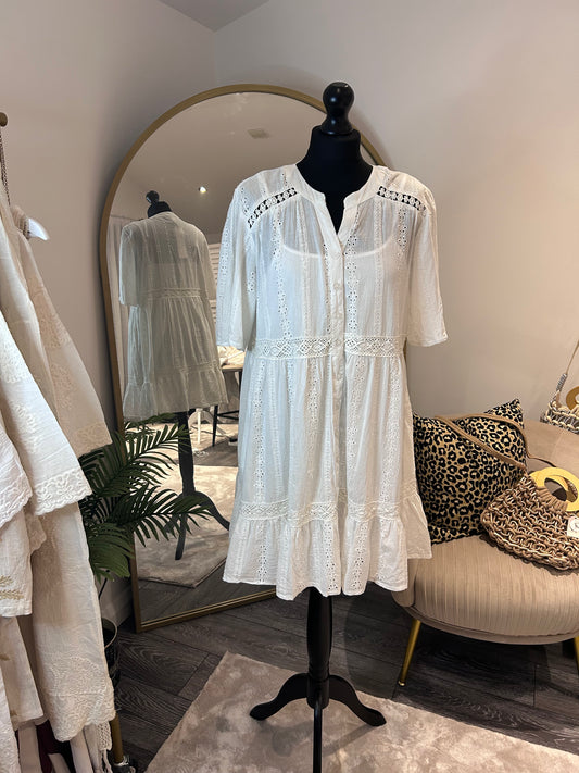 White “Sara” Tea Dress
